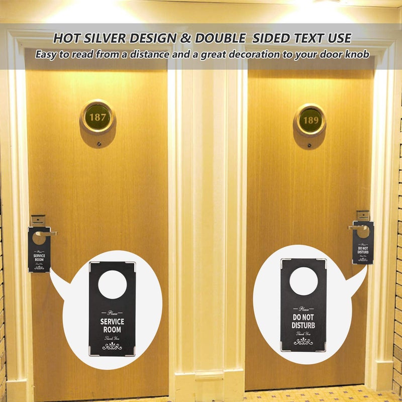 WFD.L Do Not Disturb Sign 2 Packs, 4" Ã— 8" Please Service Room Sign For Hotel Home Office Meeting Indoor and Outdoor Use(Both Sides) - Image 4